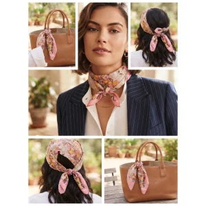 Pink Cotton Bandana 21" Eagle Bird Print Square Scarf - Image 9