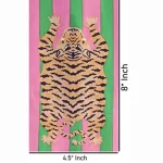 Pink Green Striped Tiger Print Sewing Cotton Fabric - Image 5