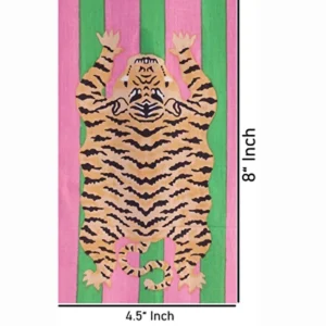 Pink Green Striped Tiger Print Sewing Cotton Fabric - Image 5