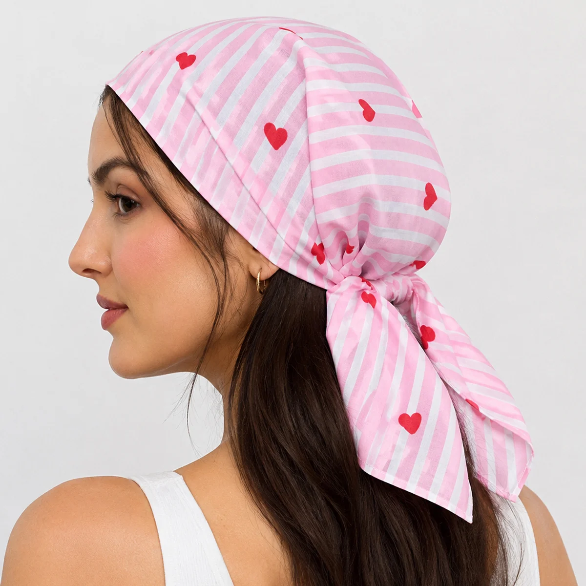 pink-heart-bandana-100-cotton-21-square-neckerchief BCS-34 (1) Pink Heart Bandana 100% Cotton 21" Square Neckerchief - Image 1