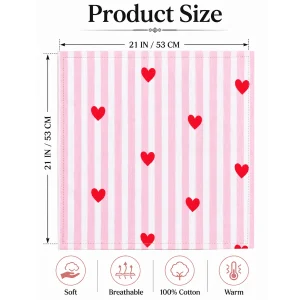 Pink Heart Bandana 100% Cotton 21" Square Neckerchief - Image 10