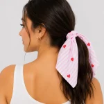 Pink Heart Bandana 100% Cotton 21" Square Neckerchief - Image 2
