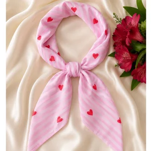 Pink Heart Bandana 100% Cotton 21" Square Neckerchief - Image 7