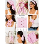 Pink Heart Bandana 100% Cotton 21" Square Neckerchief - Image 8