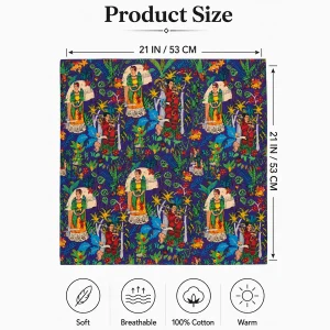 Purple Frida Kahlo Print Cotton Bandana – Hair Wrap & Neck Scarf - Image 9