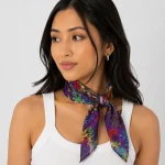 Purple Frida Kahlo Print Cotton Bandana – Hair Wrap & Neck Scarf - Image 2