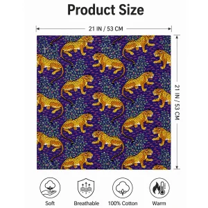 Purple Leopard Print Square Hair Scarf Women Cotton Bandana - Image 8