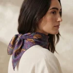 Purple Leopard Print Square Hair Scarf Women Cotton Bandana - Image 2