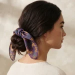 Purple Leopard Print Square Hair Scarf Women Cotton Bandana - Image 3