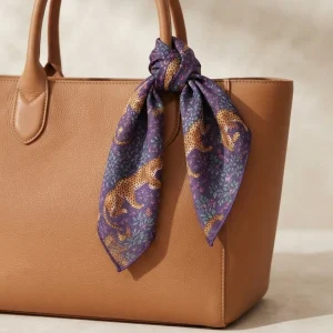 Purple Leopard Print Square Hair Scarf Women Cotton Bandana - Image 4