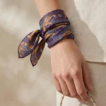Purple Leopard Print Square Hair Scarf Women Cotton Bandana - Image 5