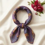 Purple Leopard Print Square Hair Scarf Women Cotton Bandana - Image 6