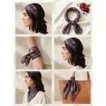Purple Leopard Print Square Hair Scarf Women Cotton Bandana - Image 7