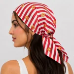 Retro Red Stripe Flower Bandana 100% Cotton 21"