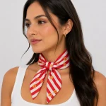 Retro Red Stripe Flower Bandana 100% Cotton 21" - Image 3