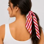 Retro Red Stripe Flower Bandana 100% Cotton 21" - Image 2