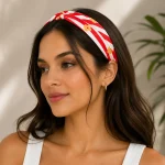 Retro Red Stripe Flower Bandana 100% Cotton 21" - Image 6