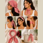 Retro Red Stripe Flower Bandana 100% Cotton 21" - Image 8