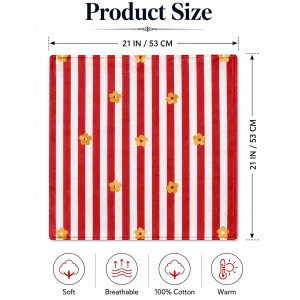 Retro Red Stripe Flower Bandana 100% Cotton 21" - Image 9