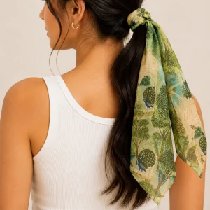Royal Peacock & Palace Garden 100% Cotton Bandana (21" x 21") - Image 3