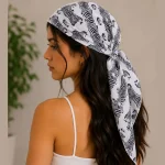 Sanganer Black & White Zebra Print Cotton Bandana