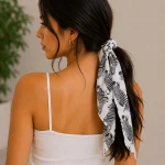 Sanganer Black & White Zebra Print Cotton Bandana - Image 2
