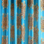 Sanganer Print Cotton Fabric Turquoise Tiger Running Cloth - Image 2