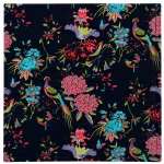 Women Black Cotton Bandana 21" Bird Print Hair Scarf Headband - Image 10