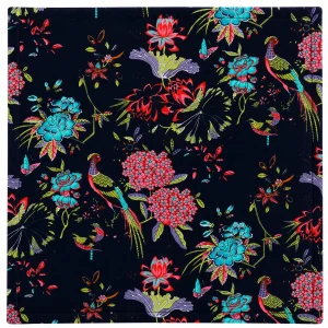 Women Black Cotton Bandana 21" Bird Print Hair Scarf Headband - Image 10