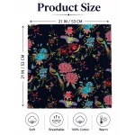 Women Black Cotton Bandana 21" Bird Print Hair Scarf Headband - Image 11