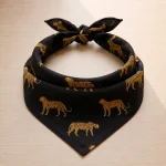 Women Black Leopard Print Cotton Bandana – Hair Wrap & Neck Scarf - Image 3