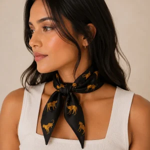 Women Black Leopard Print Cotton Bandana – Hair Wrap & Neck Scarf - Image 4