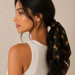 Women Black Leopard Print Cotton Bandana – Hair Wrap & Neck Scarf - Image 2