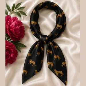 Women Black Leopard Print Cotton Bandana – Hair Wrap & Neck Scarf - Image 8