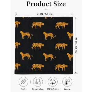Women Black Leopard Print Cotton Bandana – Hair Wrap & Neck Scarf - Image 10