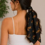 Women Black Tiger Cotton Hair Wrap Bandana Scarf - Image 2