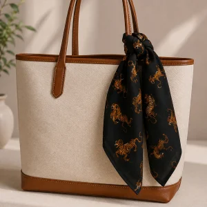 Women Black Tiger Cotton Hair Wrap Bandana Scarf - Image 4
