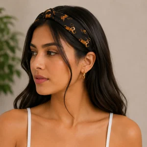 Women Black Tiger Cotton Hair Wrap Bandana Scarf - Image 5