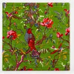 Women Green Garden Bird Print Cotton Bandana 21"x21" - Image 10