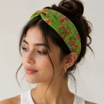 Women Green Garden Bird Print Cotton Bandana 21"x21" - Image 6
