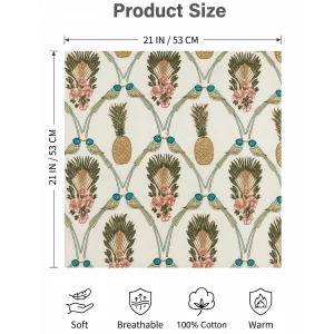 Women Pineapple Bird Print Cotton Bandana 21" - Image 9