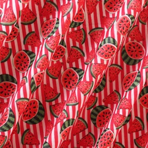 Women Red Watermelon Print Cotton Fabric 2.5 Yard - Image 3