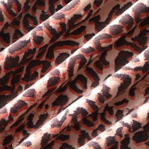 5 Yard Leopard Animal Print Velvet Fabric Beige 44" Wide - Image 3