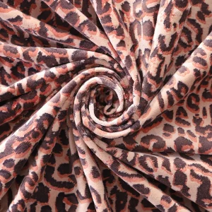 5 Yard Leopard Animal Print Velvet Fabric Beige 44" Wide - Image 4