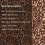 5 Yard Leopard Animal Print Velvet Fabric Beige 44" Wide - Image 5