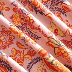 Beige Velvet Fabric Multi Mughal Flower 44" Wide Sewing - Image 3