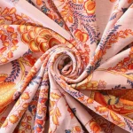 Beige Velvet Fabric Multi Mughal Flower 44" Wide Sewing - Image 4