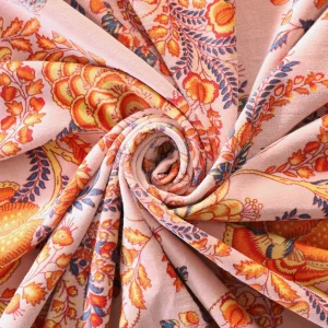 Beige Velvet Fabric Multi Mughal Flower 44" Wide Sewing - Image 4
