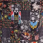 Black Indian Cotton Patchwork Fabric Handmade Printed