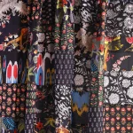 Black Indian Cotton Patchwork Fabric Handmade Printed - Image 2